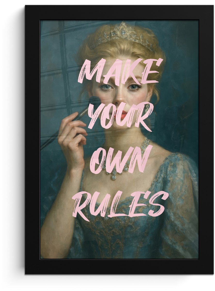 FrameYourWall Poster in lijst - Fotolijst 20x30 cm - Posters - Klassiek - Sierlijk - Roze - Posterlijst zwart - Decoratie - Wanddecoratie woonkamer - Muurdecoratie slaapkamer Make your own rules