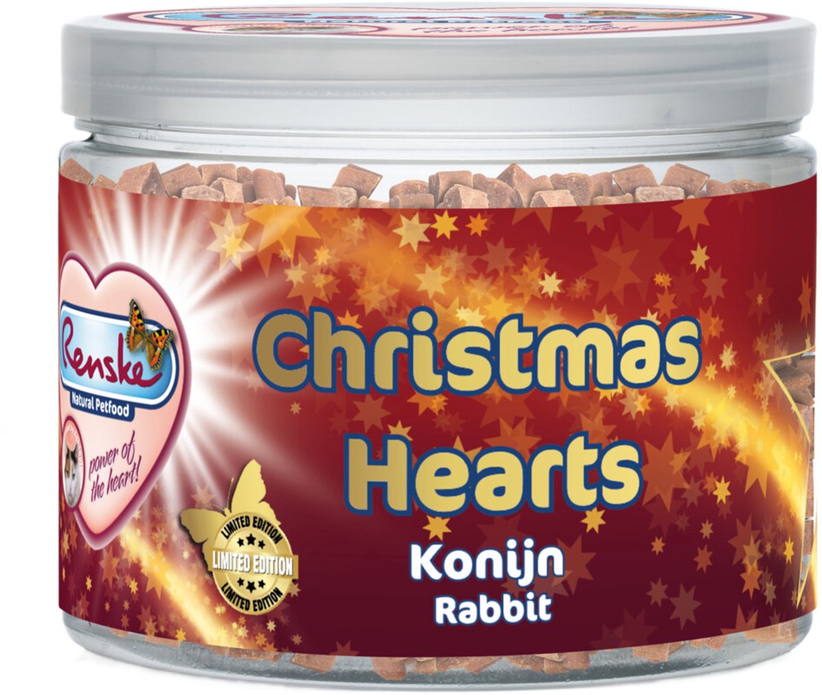 Renske Kattensnack Gezonde Beloning Mini Kerst Hartjes Konijn - 100 gr