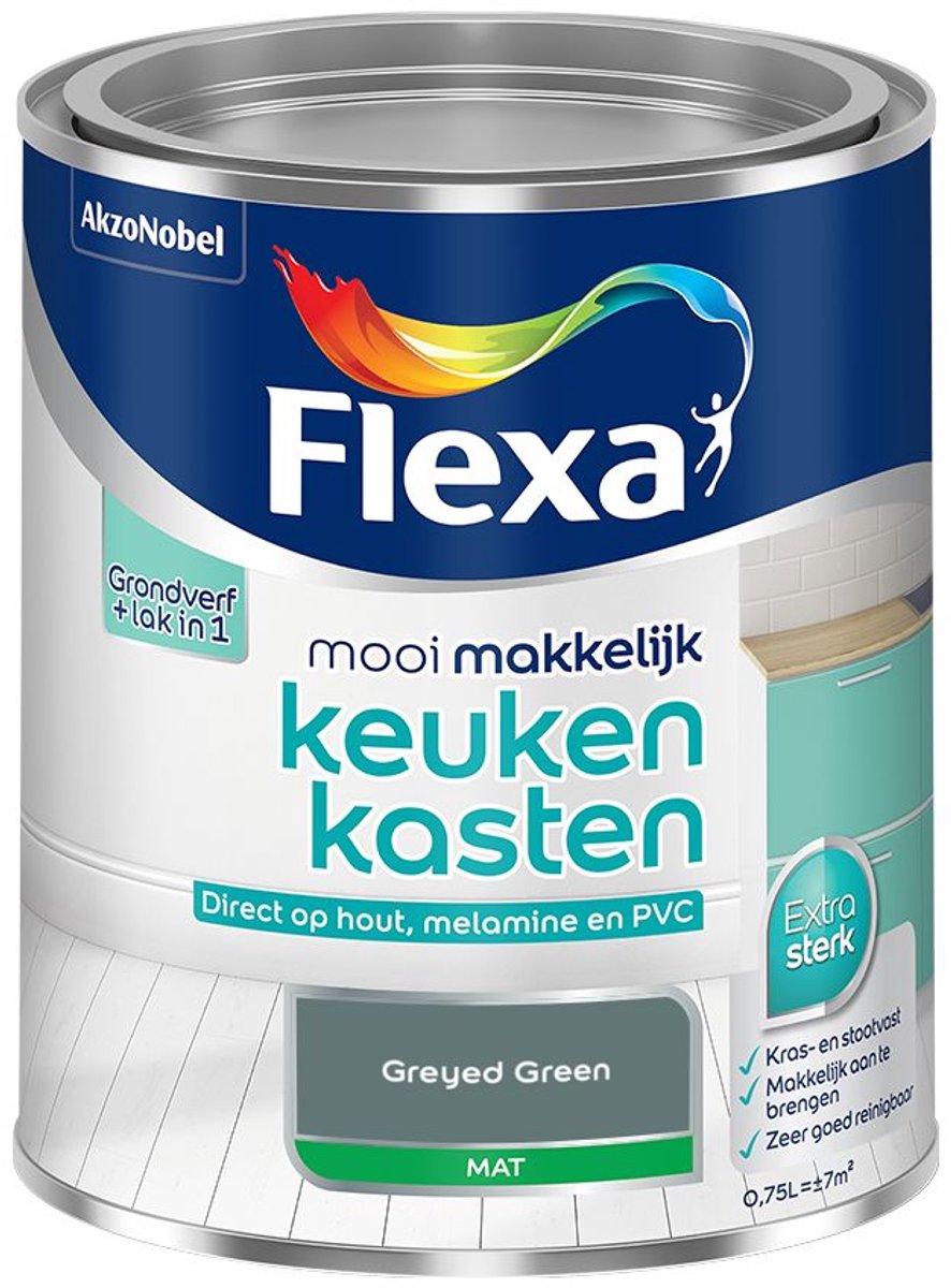 Flexa - Mooi Makkelijk Keukenkasten Mat - Greyed Green - Mengverf - 0.75 L