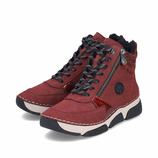 Rieker dames 52522 enkellaarsjes, rood, 38 EU : Rieker