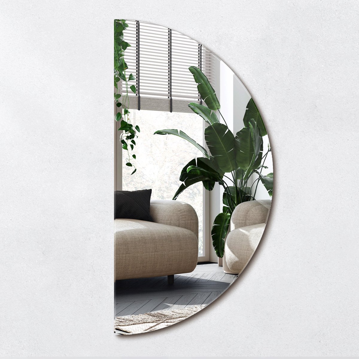 Wallfluent Wandspiegel - Halfronde Spiegel - 45 cm x 90 cm - Half Ronde Spiegel - Spiegel Halfrond - Boho Spiegel - Wandspiegel Halfrond - Spiegel Voor Badkamer - Decoratieve Spiegel - Halfcirkel Spiegel