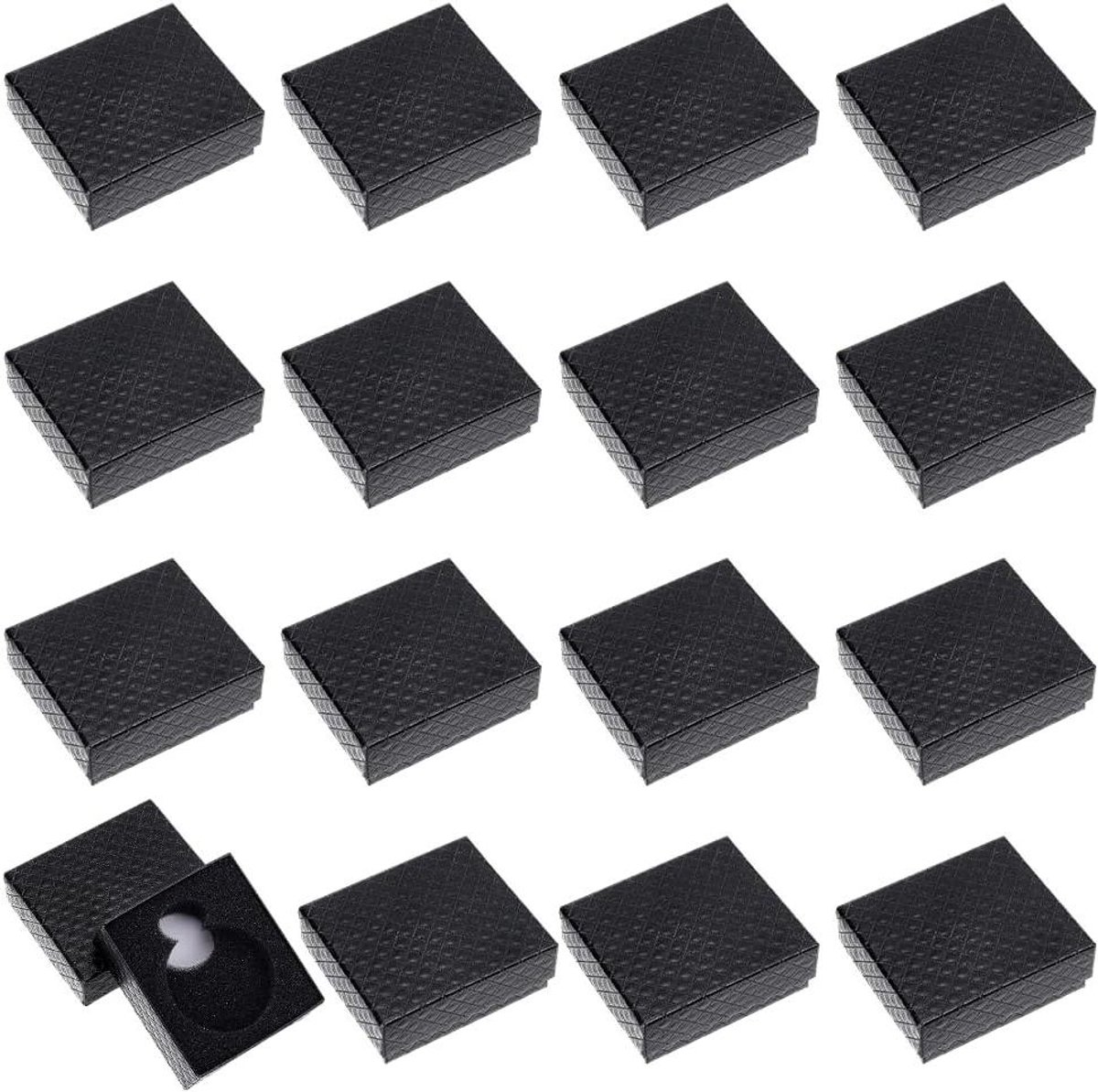Horloge Displaybox - Ruitvormige Verpakkingsdozen in Zwart - Voor zakhorloges - Reizen - Set van 16 - Geschenkdoos - 8 x 7 x 3 cm