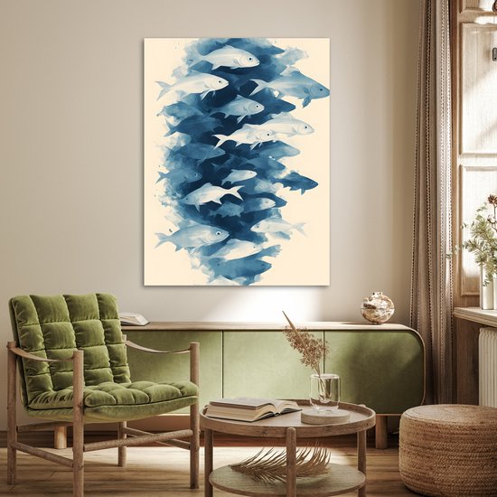 Affiche 90x120 cm - Pêche - Minimaliste - Blauw - Posters - Décoration chambre - Décoration murale salon - Décoration murale chambre