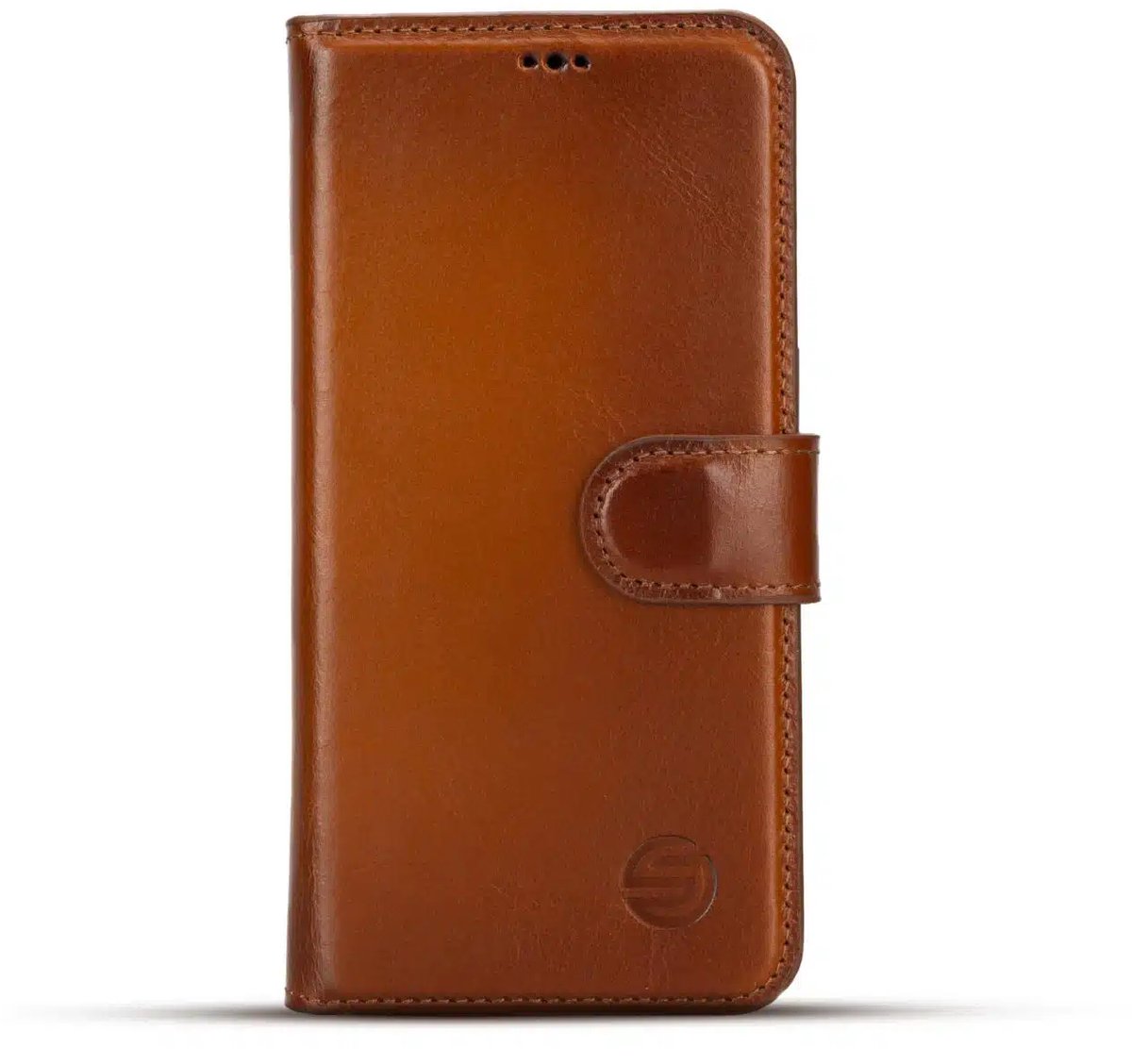 Geschikt Voor iPhone 17 Pro Max Hoesje Leer - Solidenz Bookcase Geschikt Voor iPhone 17 Pro Max Lederen - Echt leer - Telefoonhoesje Met Pasjeshouder - Top grain leather case cover - Bruin