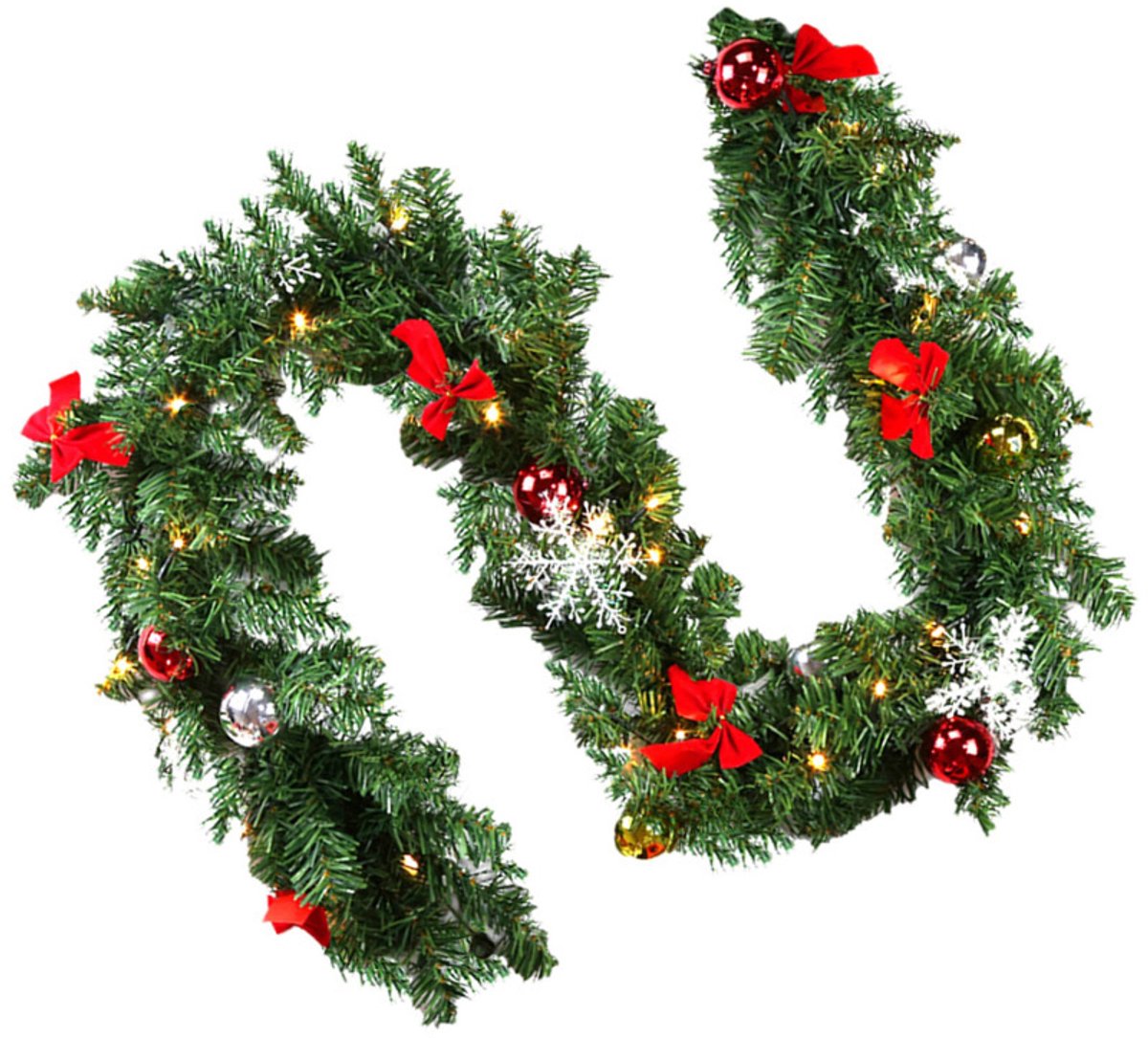 Kerstguirlande Kunstslinger met geïntegreerde lichtketting met verlichting 5 m groen met 100 leds
