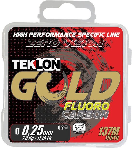 Teklon Gold Fluorocarbon - Vislijn - Fluorocarbon - 137meter - Diameter 0.351mm - Trekkracht 10.37kg - Eftta approved van Teklon — afbeelding 2