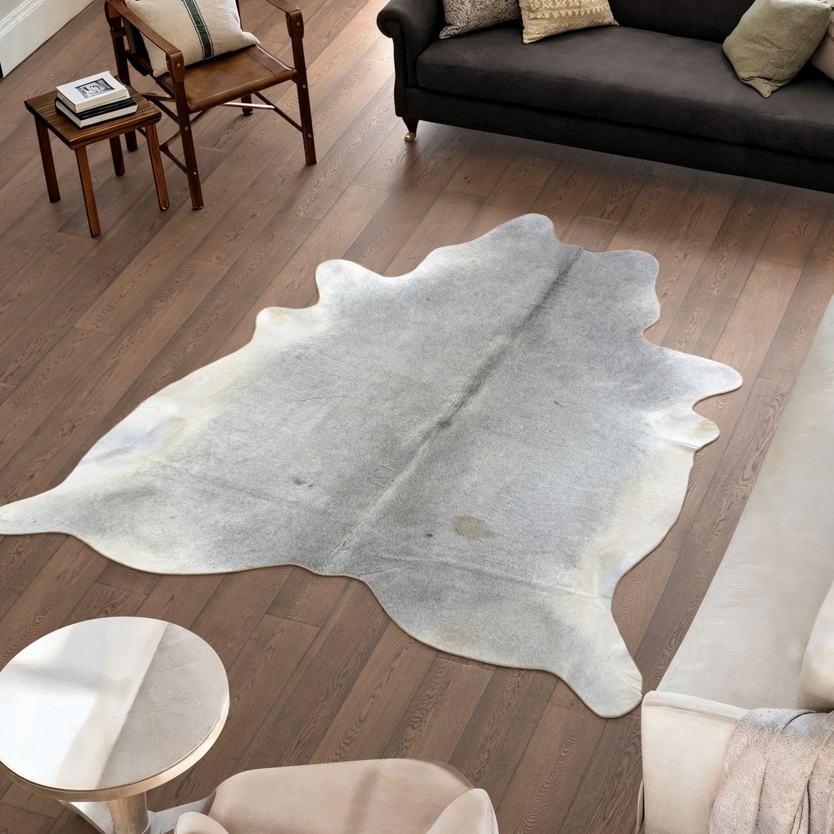 Koeienhuid Vloerkleed XL (Groot) - Grijs - 221 x 207 cm - Koeienkleed / Koeienvel / Dierenvel / Dierenhuid / Koehuid Tapijt