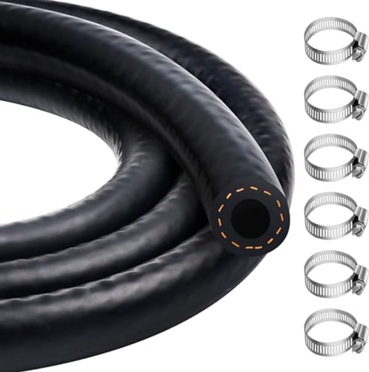 Brandstofslang 5 mm - 1 meter met slangklemmen voor auto, tractor en motoren