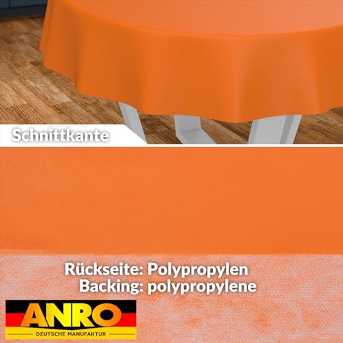 Afwasbaar rond tafelkleed 120 cm voor binnen en buiten, oranje