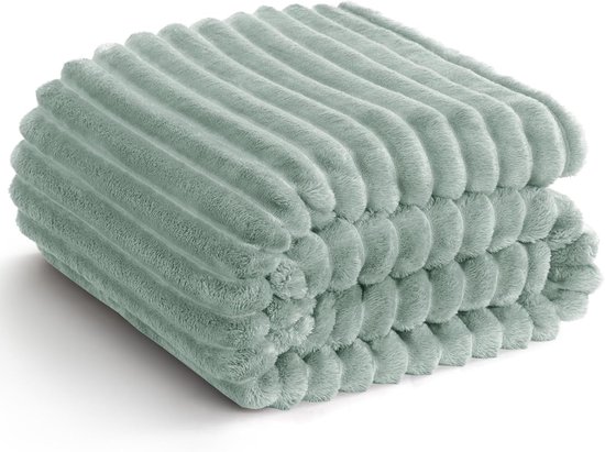 XXL Knuffeldeken 220x240 cm – Superzachte Flanellen Fleece Deken in Saliegroen – Stijlvolle Woondeken voor Bank en Slaapkamer