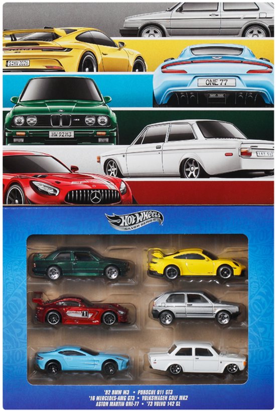 Hot Wheels Metalen Speelgoedauto's - Set van 6 Euro Style Voertuigen