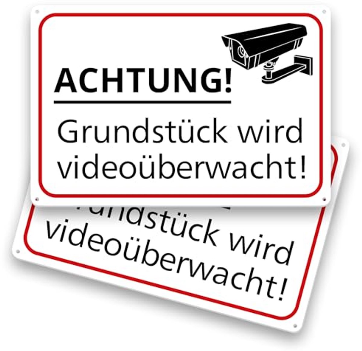 Set van 2 Waarschuwingsborden Videobewaking 30 x 20 cm Buiten en Binnen