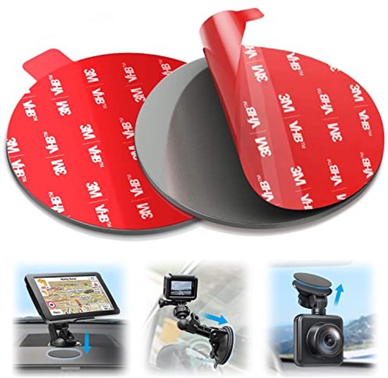 volport Plakband voor Dash Cam Zuignapbevestiging, 90mm Ronde Hittebestendige Dubbelzijdige Extra Sterke Montagetape Pad Vervanging voor Auto Boot Dashboard Windscherm Camera GPS Zuignap Houder