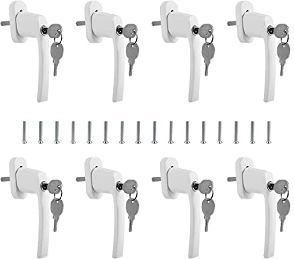 Afsluitbare Raamgrepen van Aluminium - Set van 8 - Veiligheid voor Kinderen - Raambeveiliging met Slot - Ideaal voor Kunststof, Aluminium en Houten Ramen