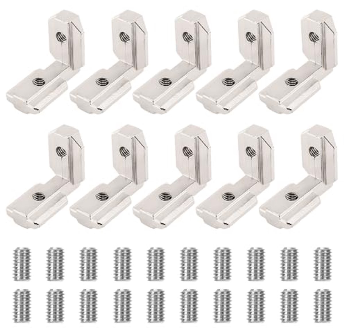 Aluminium Hoekverbinders 50 x 50 x 5 mm - Set van 10 - 500 kg/draagkracht voor Plankbouw