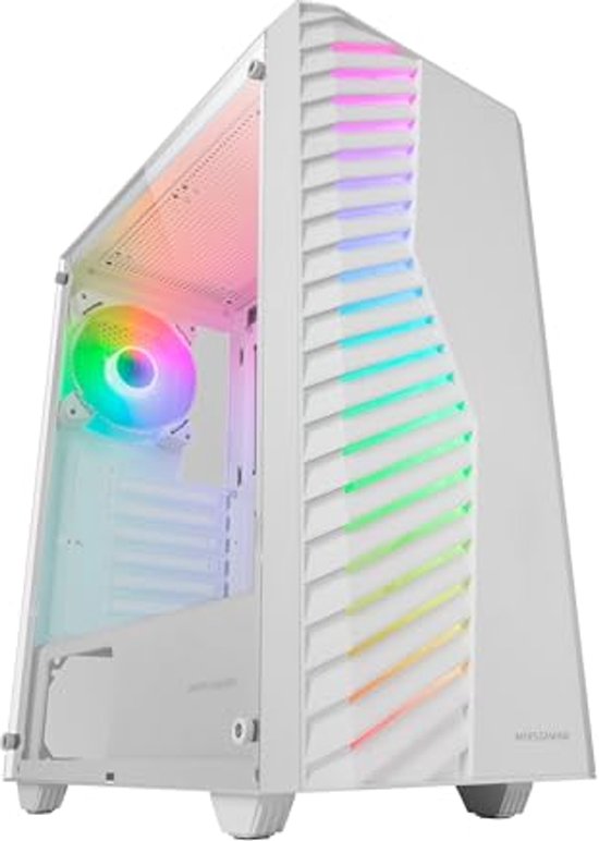 Boîtier PC Gaming B-Optillusion, Mid Tower, Vitre Trempée, Panneau ARGB Effet Illusion, Noir