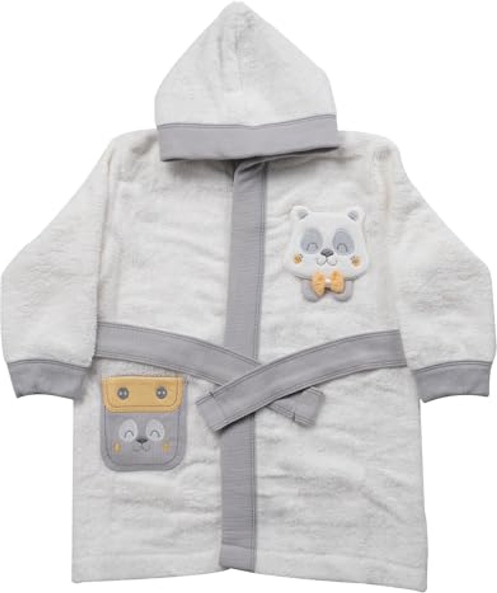 Image of 3-delig Badjasset voor Kinderen en Baby's - Katoenen Badjas, Handdoek en Pantoffels voor 0-24 Maanden
