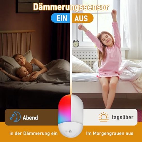 Dimbare Nachtlamp met Schemeringssensor en RGB Kleurverandering voor de Kinderkamer van Merkloos — afbeelding 5