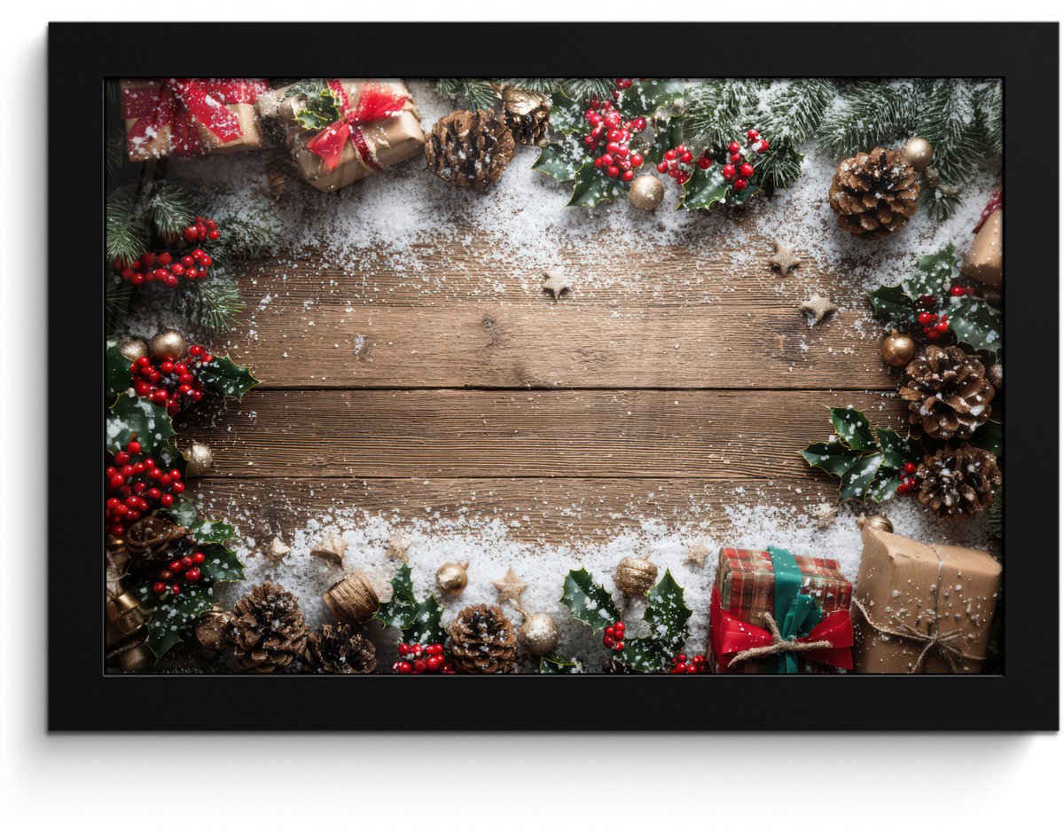 FrameYourWall Poster in lijst - Fotolijst 30x20 cm - Posters - Kerstdecoratie - Geschenken - Hout - Veelkleurig - Posterlijst zwart - Decoratie - Wanddecoratie woonkamer - Muurdecoratie slaapkamer - Kerstversiering - Kerstdecoratie voor binnen - Kerstmis