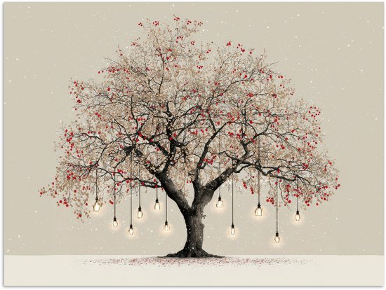 Poster 80x60 cm - Lichtboom - Winter - Kerst - Meerkleurig - Posters - Kamer decoratie - Wanddecoratie woonkamer - Muurdecoratie slaapkamer - Kerstversiering - Kerstdecoratie voor binnen - Kerstmis