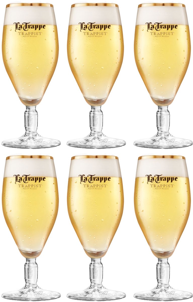 La Trappe Bierglas 30cl - Set van 6 Stuks - Speciaal Ontworpen voor Trappistenbier - Perfecte Glazen voor een Authentieke Bierbeleving