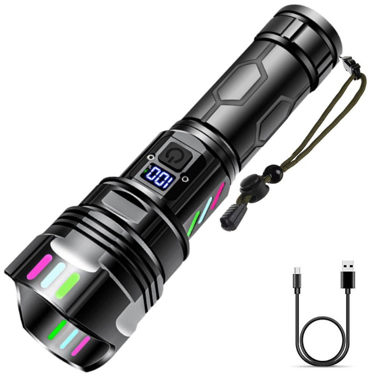 IBETTERTEC - LED-oplaadbare-zaklamp-extreem-hell-zoom-zaklamp- USB-Type-C-direct opladen-schokbestendig-valbestendig-waterdicht-IPX7-hoge-prestatie-26650-batterij-5-verlichtingsstanden-zoomfunctie-voor-kamperen-wandelen-outdoor-noodsituaties