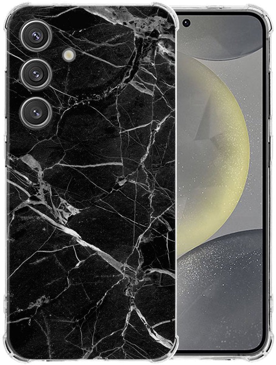 Samsung Galaxy S25 Hoesje - Marmer Zwart TPU Antishock
