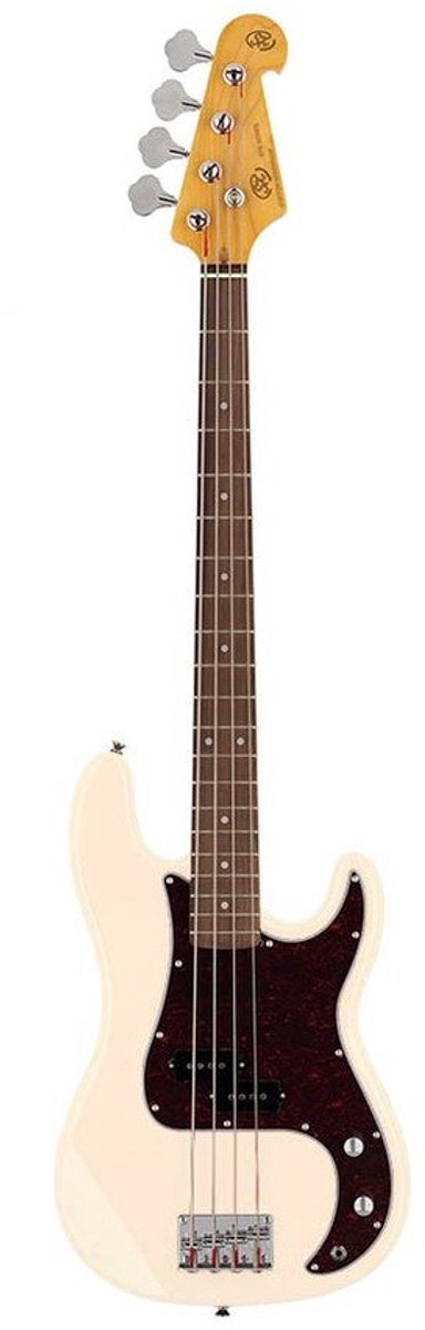 Elektrische basgitaar - SX SPB62-VWH - Retro Series 62 - P-Style - Rosewood Toets - Vintage White - Inclusief tas