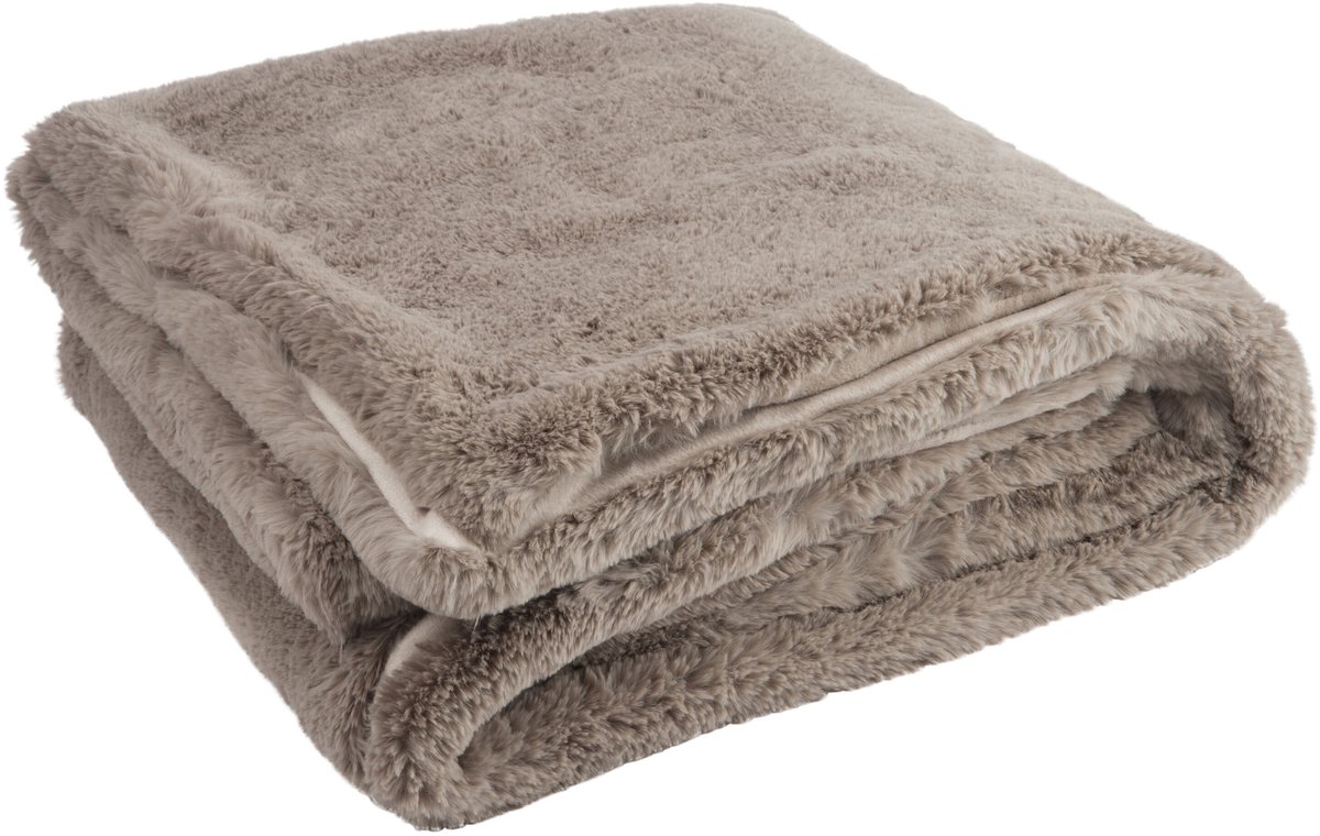 J-Line plaid Cutie - fleece deken – polyester – muisgrijs - 180 x 130 cm