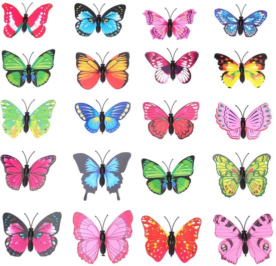 24 Stuks Decoratieve Vlinders Voor Aan De Muur - Wall Art Muurdecoratie Muursticker Wanddecoratie Home Deco