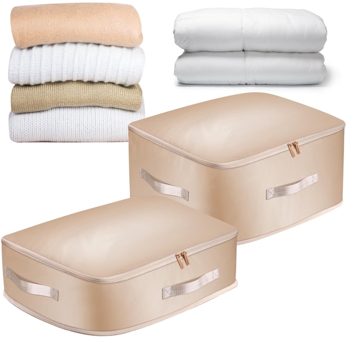 Azomor® Set van 2 Zelfcomprimerende Opbergzakken voor Kleding en Beddengoed