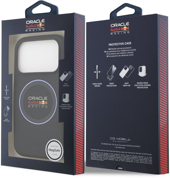 Red Bull Siliconen Hoesje Geschikt voor iPhone 17 Pro - Navy - MagSafe Compatibel - Blue Ring Design - Schokbestendig van Merkloos — afbeelding 2