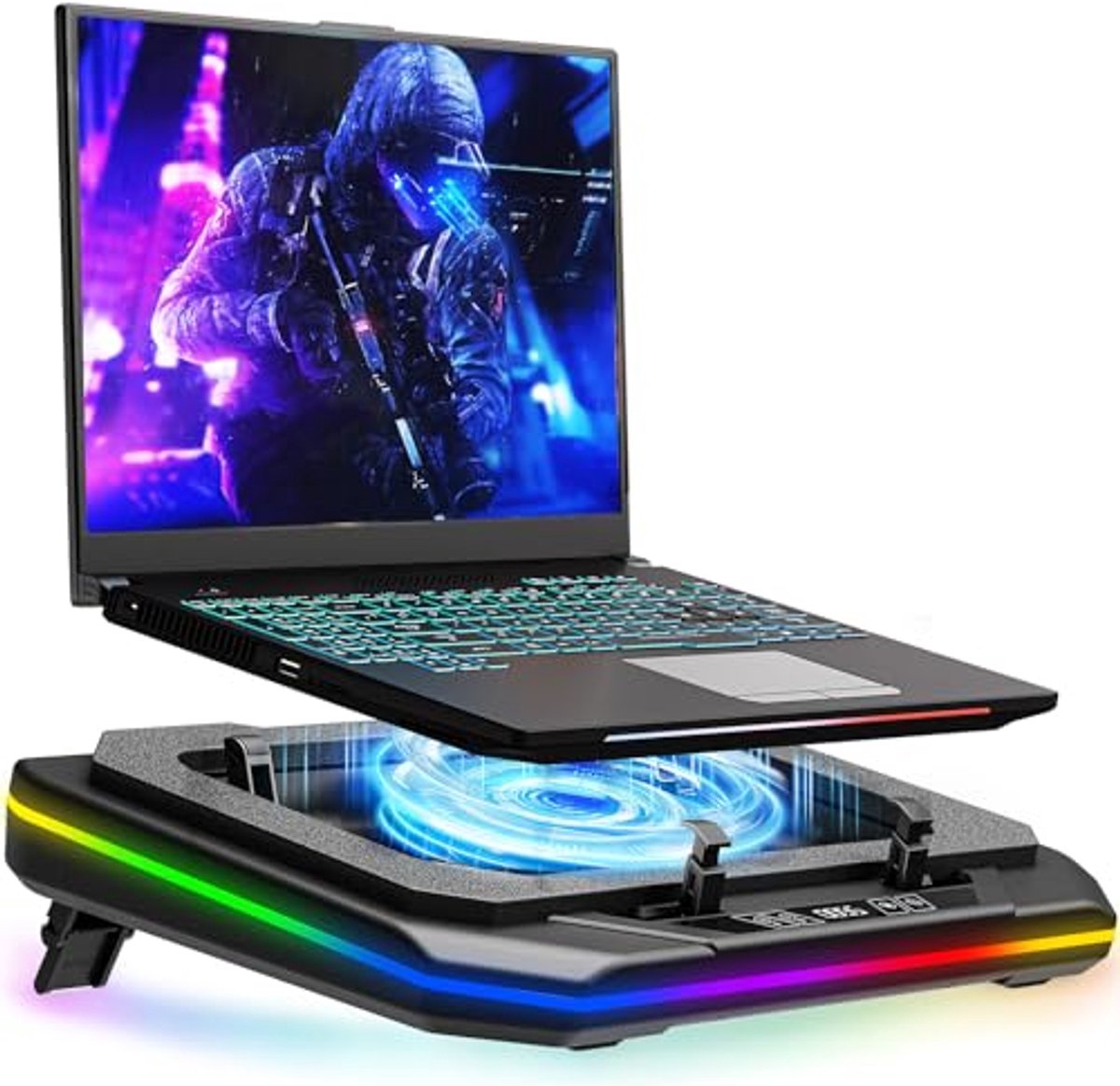 Koelpad voor Gaming-Laptop met RGB Verlichting en Verstelbare Hoogte