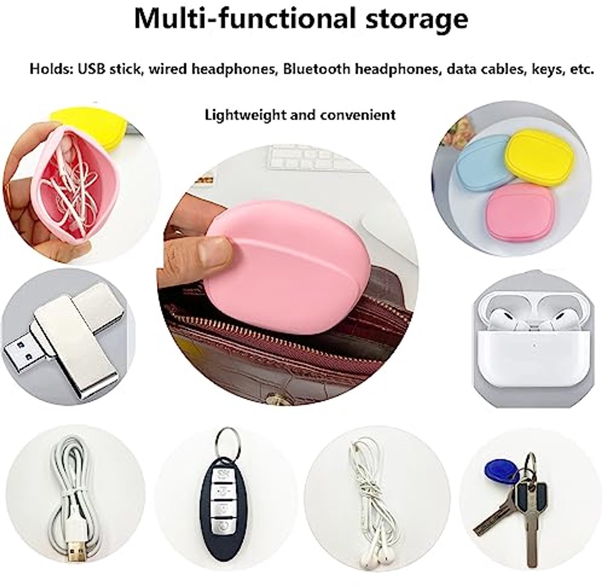 Siliconen Hoofdtelefoon Organizer - Draagbare Opbergtas voor Kabels en Sleutels - Set van 3 Kleuren