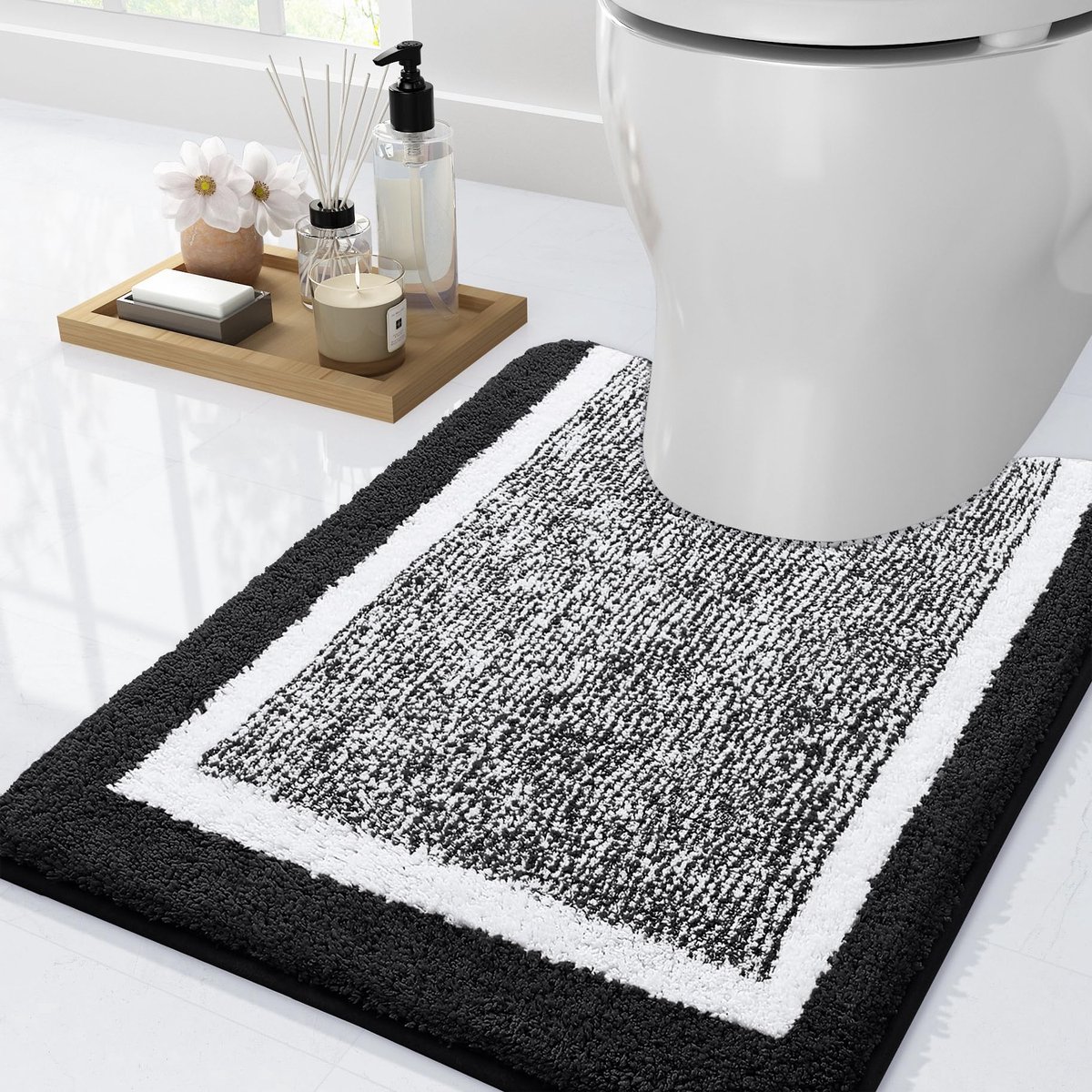 Azomor® Antislip badmat in U-vorm voor badkamer van zachte microvezels