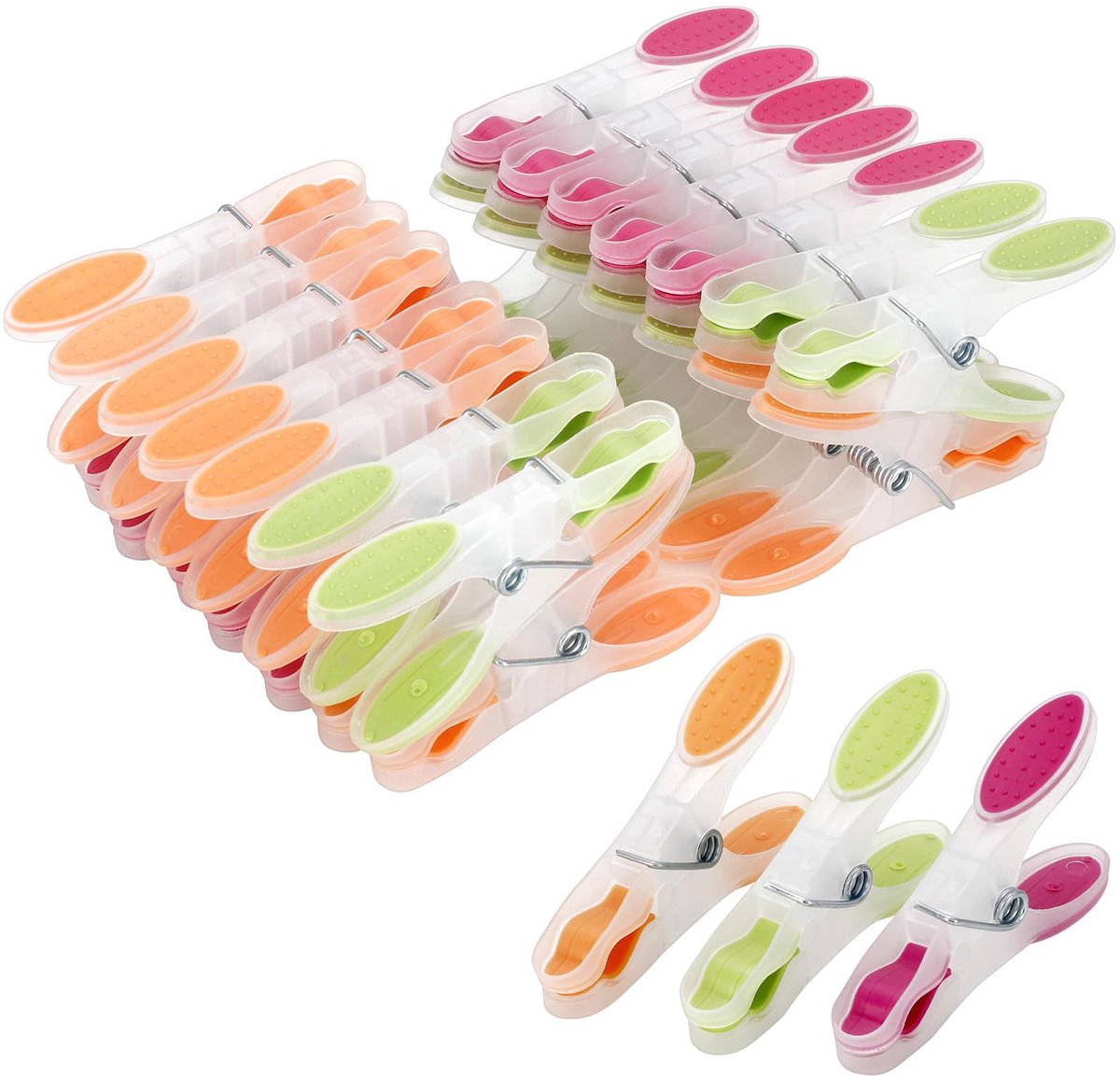 Ibenzoa® Set van 30 kleurrijke wasknijpers met stevige grip en soft-grip handgreep