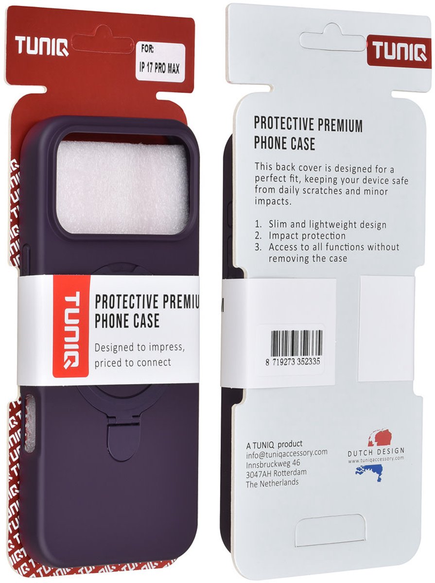 TUNIQ Back cover - iPhone 17 Pro Max - Grape Paars - MagSafe met ringstand