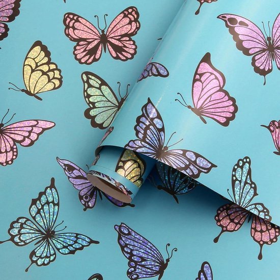 Zeemeermin inpakpapier, kleine zeemeermin met haar zeedieren vrienden, verjaardagscadeau inpakpapier, 4 vellen papier met 2 m roze lint, voor meisjes, kinderen, babyvrouwen, voor mooie verjaardag