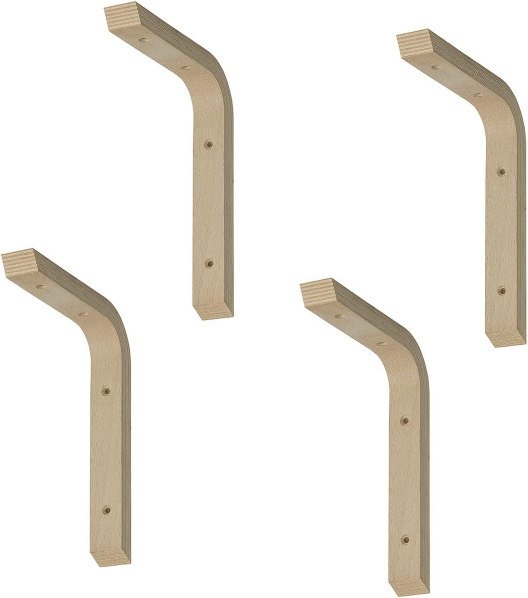 siwitec multiplex console 150 x 200 x 28 mm van beukenhout in een set van 4, plankconsole van hout