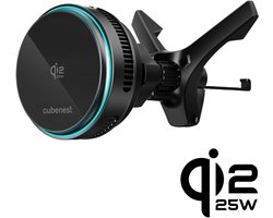 Cubenest SQ1C2 - Qi2.2 - koelchip - Magnetische Autolader - Telefoonhouder - Magnetische draadloze - ventilatie / dashboard - Geschikt voor MagSafe iPhone