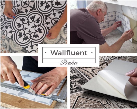 Wallfluent Vinyl Tegels - Bloemenmandalapatroon Zelfklevende PVC Tegels - 60 cm x 30 cm - Rood Vinyl Tegels - Verpakking van 6 stuks - Rechthoek PVC Tegels - Bloemen en Planten Plaktegels - Vinyl Vloer Tegels - Plaktegels Keuken en Badkamer