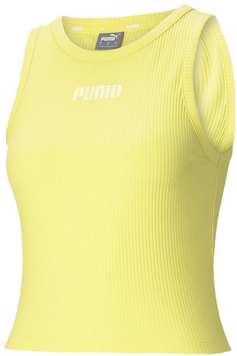 Puma Modern Basics Ribbed Mouwloos T-shirt XS Vrouw Celandine