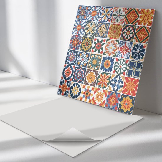 Decoratie Sticker Tegels - Vierkant Zachte Tinten Groen - 15x15 cm - 15 stuks