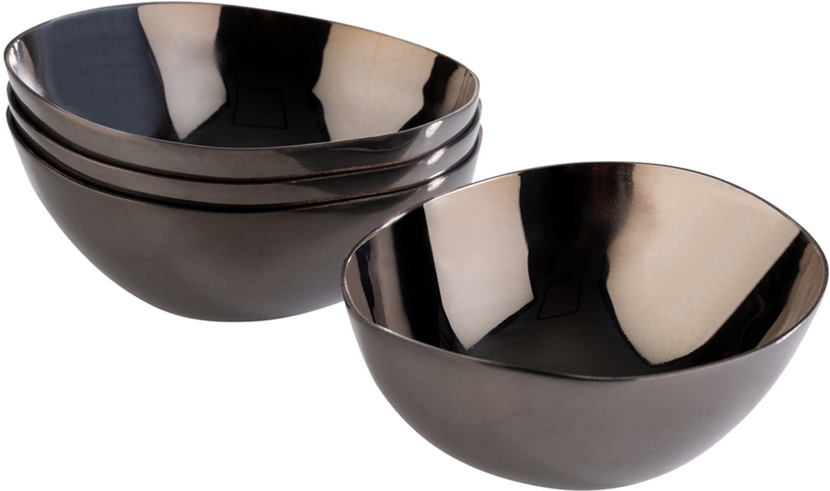 APS Schaaltjes PEBBLES, gunmetal, set van 4