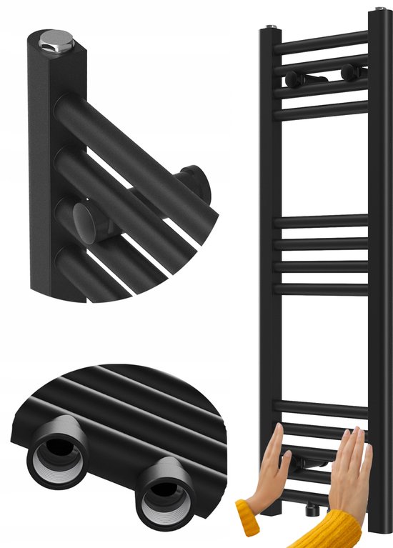 Granitan Raven Badkamer Radiator 90x30cm Zwart Ladderdesign | bol
