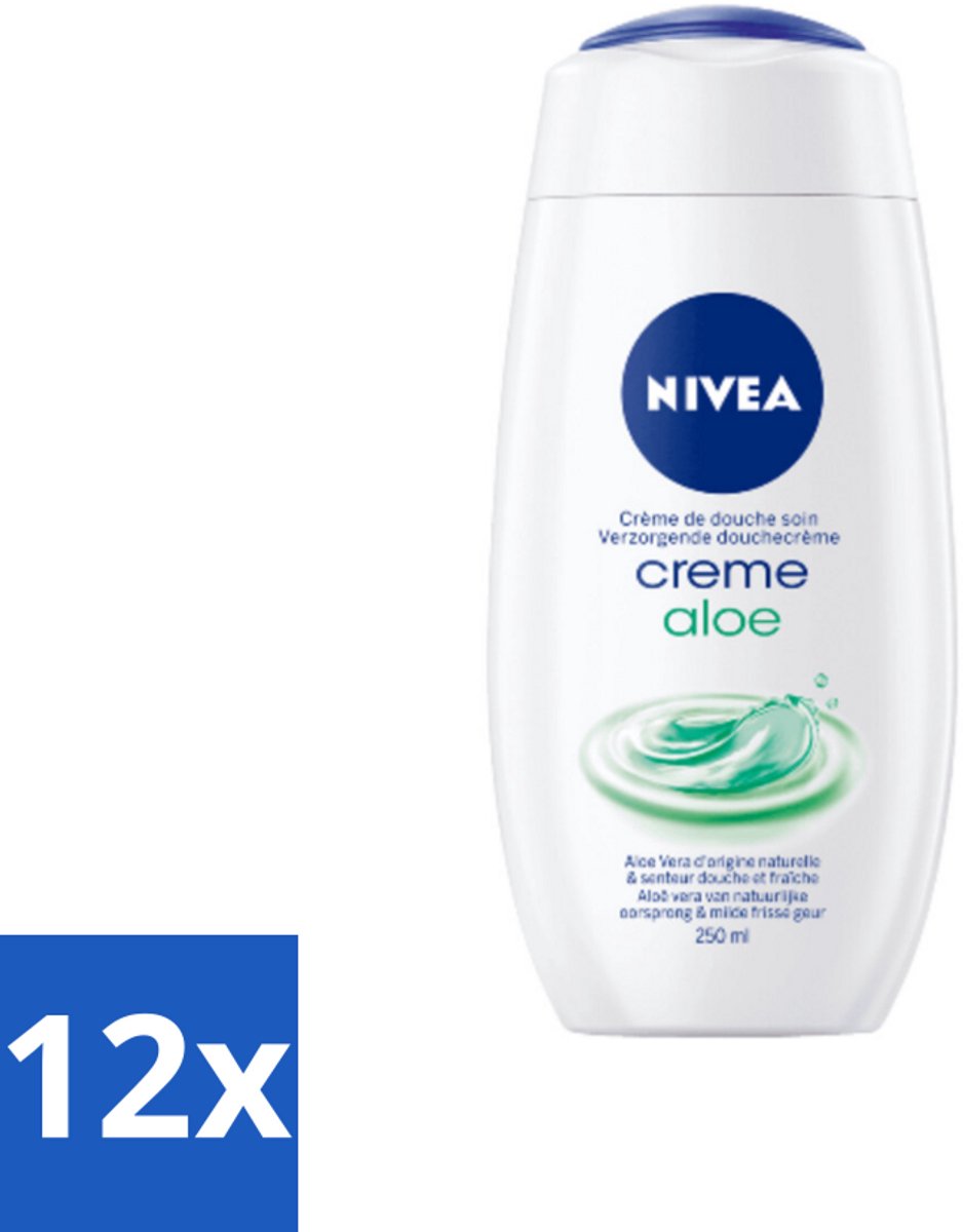 12 x NIVEA Douchecrème Aloë 250 ml - Douchegel - Aloe Vera - Hydratatie - Verzorging - Frisse Geur