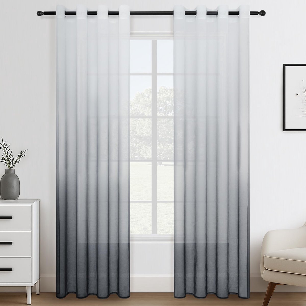 Ibenzoa® Tweekleurige moderne gordijnen met ringen voor woonkamer en slaapkamer