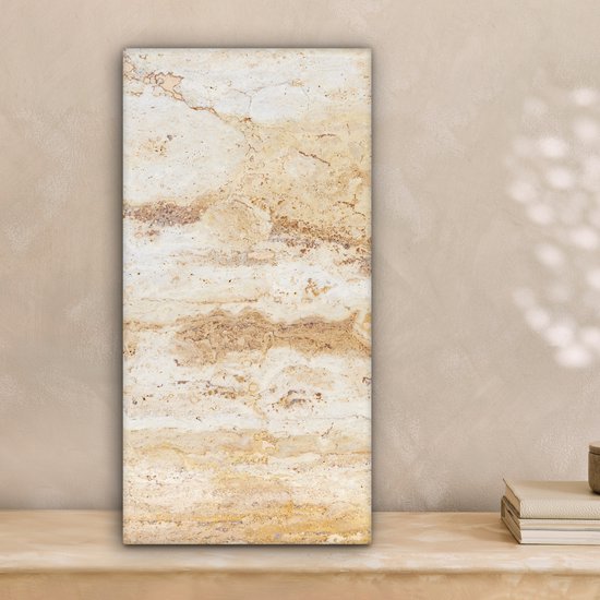 Tableau sur toile Marbre - Sable - Texture - 20x40 cm - Décoration murale