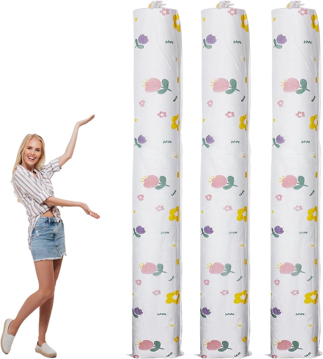 JHubers Goods - Opbergtas voor jumbo-tapijten met bloemenpatroon, herbruikbare stofzak voor binnen en buiten, set van 3 stuks.