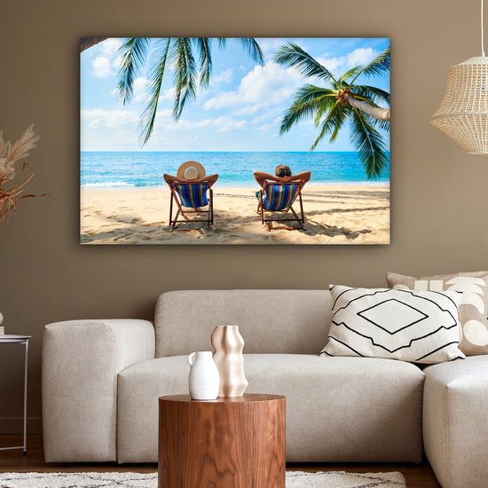 Tableau sur Toile Plage - Été - Palmiers - 120x80 cm - Décoration murale